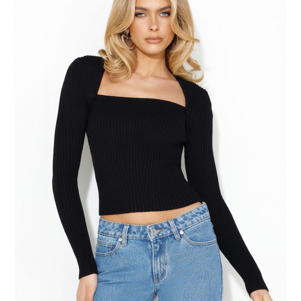 Hello Molly Rib knit square neck sweater